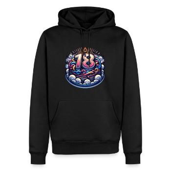18. Birthday Cake - Men’s Premium Organic Hoodie - black - Front - Nico (187cm)