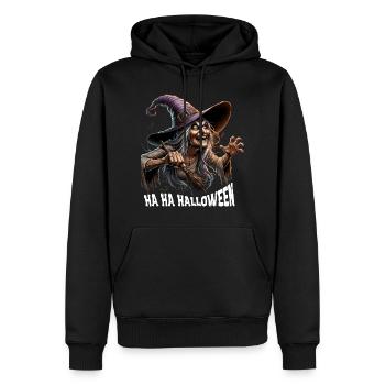 Ha Ha Halloween witzige Hexe - Männer Premium Bio Hoodie - Schwarz - Vorne - Nico (187cm)