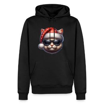 Chat de Noël - Sweat à capuche Premium bio Homme - noir - Devant - Nico (187cm)