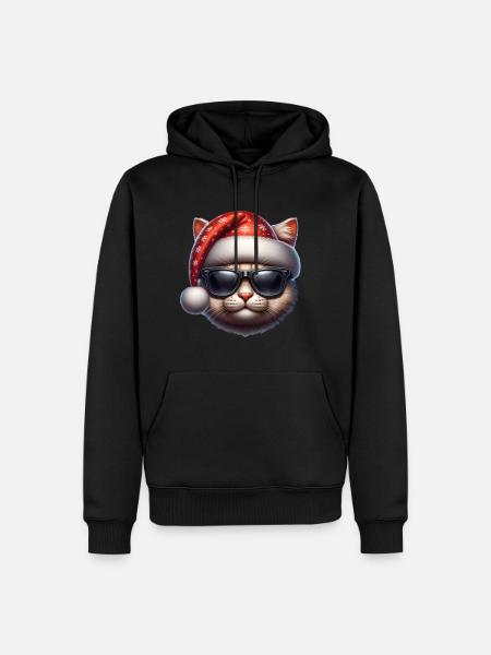 Weihnachts-Katze - Männer Premium Bio Hoodie - Schwarz