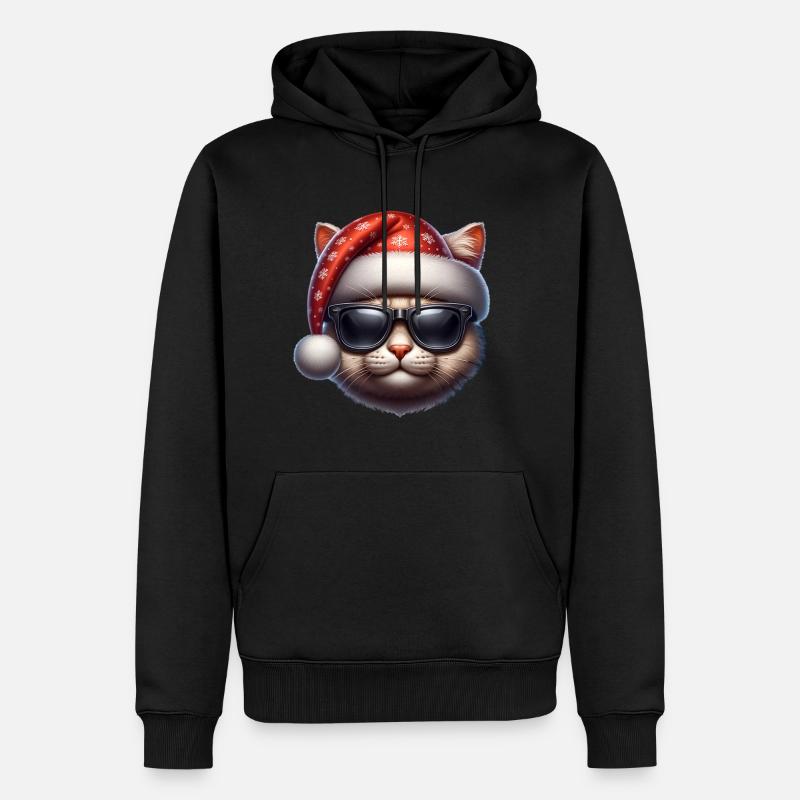 Weihnachts-Katze - Männer Premium Bio Hoodie - Schwarz