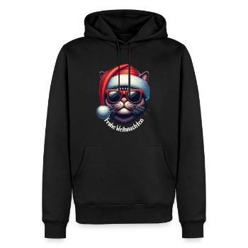 Frohe Weihnachten Kater Katze Geschenkidee - Männer Premium Bio Hoodie - Schwarz - Vorne - Nico (187cm)