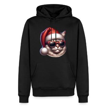 Weihnachten Katze Cool - Männer Premium Bio Hoodie - Schwarz - Vorne - Nico (187cm)