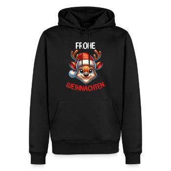 Frohe Weihnachten Rentier - Männer Premium Bio Hoodie - Schwarz - Vorne - Nico (187cm)