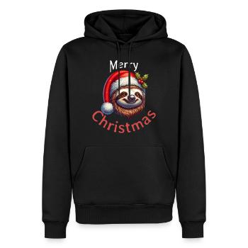 Joyeux Noël Noël Paresseux - Sweat à capuche Premium bio Homme - noir - Devant - Nico (187cm)