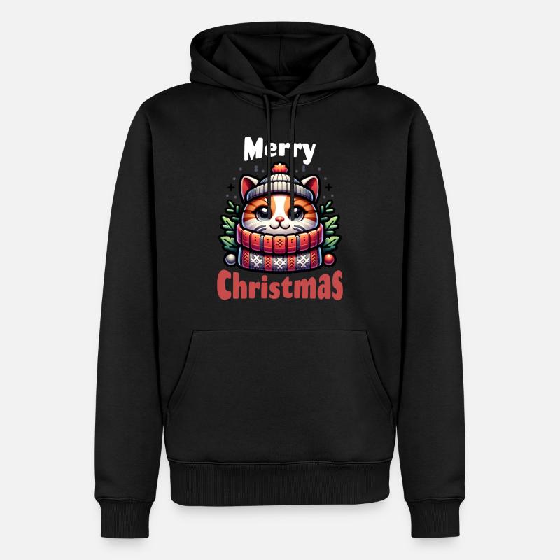 Chat Joyeux Noël - Sweat à capuche Premium bio Homme - noir