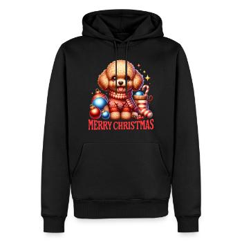 Toy Poodle Merry Christmas - Men’s Premium Organic Hoodie - black - Front - Nico (187cm)