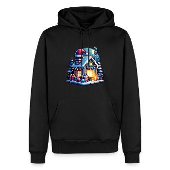 Noël laid gemütliche weihnachten - Sweat à capuche Premium bio Homme - noir - Devant - Nico (187cm)