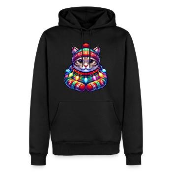Christmas Fairy Lights Cat Christmas - Men’s Premium Organic Hoodie - black - Front - Nico (187cm)