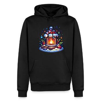Cheminée de Noël Moche Noël - Sweat à capuche Premium bio Homme - noir - Devant - Nico (187cm)