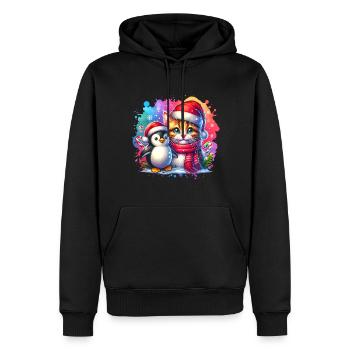 Penguin Christmas Cat Children Family St. Nicholas - Men’s Premium Organic Hoodie - black - Front - Nico (187cm)