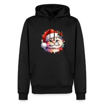 Chat de Noël - Sweat à capuche Premium bio Homme - noir - Devant - Nico (187cm)