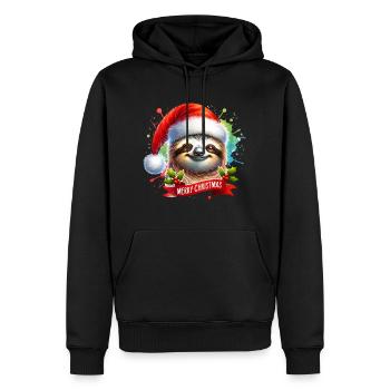 Merry Christmas funny sloth Santa Claus - Men’s Premium Organic Hoodie - black - Front - Nico (187cm)