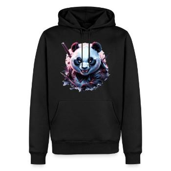 Panda ninja maléfique - Sweat à capuche Premium bio Homme - noir - Devant - Nico (187cm)