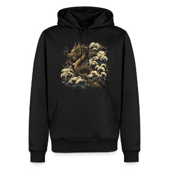 Goldener Chinesischer Drache - Männer Premium Bio Hoodie - Schwarz - Vorne - Nico (187cm)