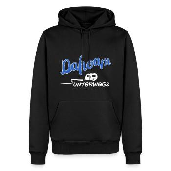 Unterwegs dahoam Wohnwagen - Männer Premium Bio Hoodie - Schwarz - Vorne - Nico (187cm)