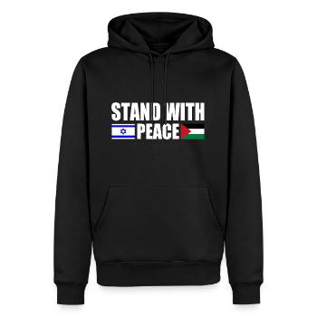 Stand with peace israel free palestine - Sweat à capuche Premium bio Homme - noir - Devant - Nico (187cm)
