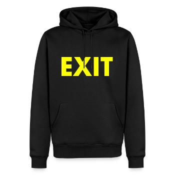Exit - Men’s Premium Organic Hoodie - black - Front - Nico (187cm)