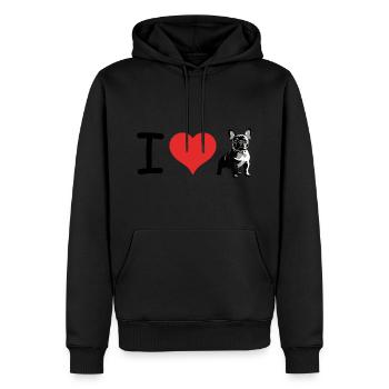 J’adore le bouledogue français - Pet Design - Sweat à capuche Premium bio Homme - noir - Devant - Nico (187cm)