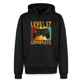 17ème anniversaire - 17 ans Joueur Niveau 17 complet - Sweat à capuche Premium bio Homme - noir - Devant - Nico (187cm)