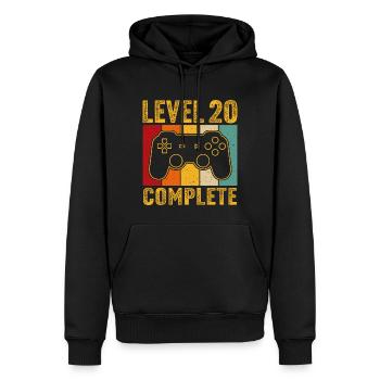 20.Geburtstag - 20 Jahre Gamer Level 20 complete - Männer Premium Bio Hoodie - Schwarz - Vorne - Nico (187cm)