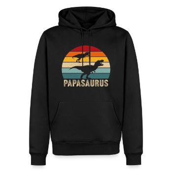 Vater papa papasaurus retro vintage vatertag - Männer Premium Bio Hoodie - Schwarz - Vorne - Nico (187cm)