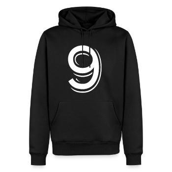 9 ans numéro maillot 9 t-shirt 9 - Sweat à capuche Premium bio Homme - noir - Devant - Nico (187cm)