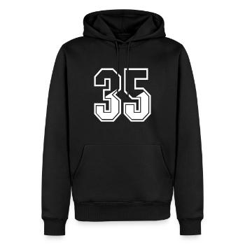 35 years jersey number 35 T-shirt number 35 - Men’s Premium Organic Hoodie - black - Front - Nico (187cm)