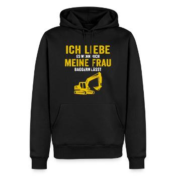 Ich liebe es wenn meine frau baggern lässt - Männer Premium Bio Hoodie - Schwarz - Vorne - Nico (187cm)
