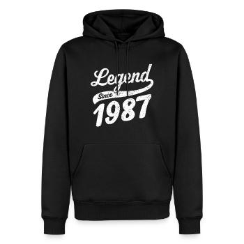 Légende depuis 1987 millésime 1987 - Sweat à capuche Premium bio Homme - noir - Devant - Nico (187cm)