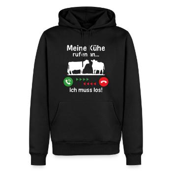 meine kühe rufen an ich muss los - Männer Premium Bio Hoodie - Schwarz - Vorne - Nico (187cm)