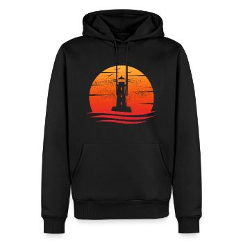 Leuchtturm retro küste ostsee nordsee küste - Männer Premium Bio Hoodie - Schwarz - Vorne - Nico (187cm)