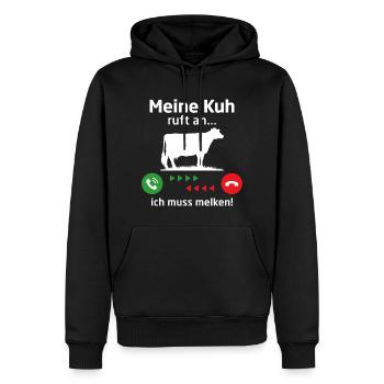 Meine kuh ruft an ich muss melken - Männer Premium Bio Hoodie - Schwarz - Vorne - Nico (187cm)
