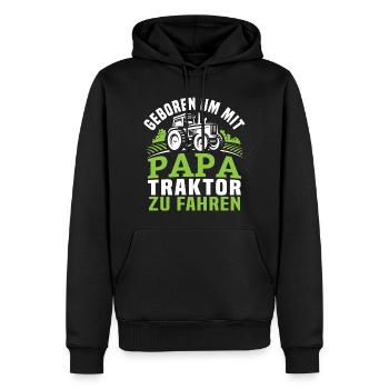 Geboren um mit papa traktor zu fahren - Männer Premium Bio Hoodie - Schwarz - Vorne - Nico (187cm)