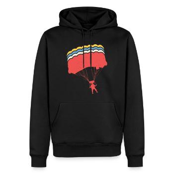Retro skydiver skydiving skydrive parachuting - Männer Premium Bio Hoodie - Schwarz - Vorne - Nico (187cm)