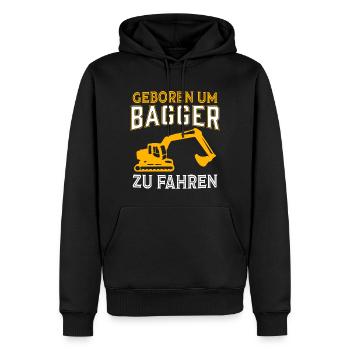 Geboren um bagger zu fahren baggerfahrer baustelle - Männer Premium Bio Hoodie - Schwarz - Vorne - Nico (187cm)