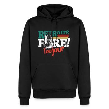 Un retraité golfeur toujours fort "fore!" drôle - Sweat à capuche Premium bio Homme - noir - Devant - Nico (187cm)
