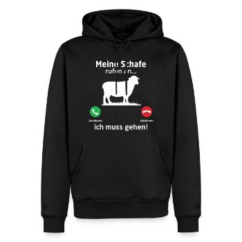 Meine Schafe rufen an ich muss gehen - Männer Premium Bio Hoodie - Schwarz - Vorne - Nico (187cm)