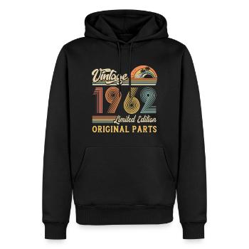 Vintage 1962 édition limitée pièces d’origine - Sweat à capuche Premium bio Homme - noir - Devant - Nico (187cm)