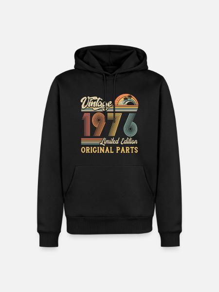 Vintage 1976 limited edition original parts - Herre Premium økologisk hoodie - sort