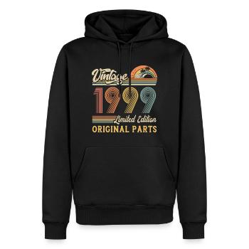 Vintage 1999 édition limitée pièces d’origine - Sweat à capuche Premium bio Homme - noir - Devant - Nico (187cm)
