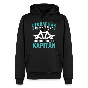 Kapitän boot t-shirt bootskapitän seemann geschenk - Männer Premium Bio Hoodie - Schwarz - Vorne - Nico (187cm)