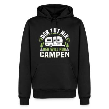 der tut nix der will nur campen camper wohnwagen - Männer Premium Bio Hoodie - Schwarz - Vorne - Nico (187cm)