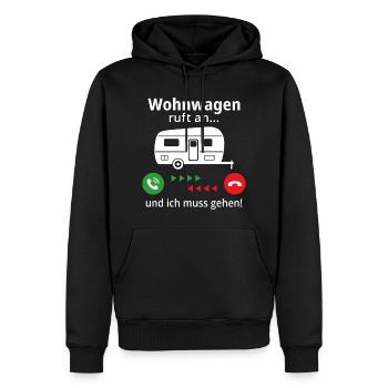 Wohnwagen ruft an und ich muss gehen! - Männer Premium Bio Hoodie - Schwarz - Vorne - Nico (187cm)