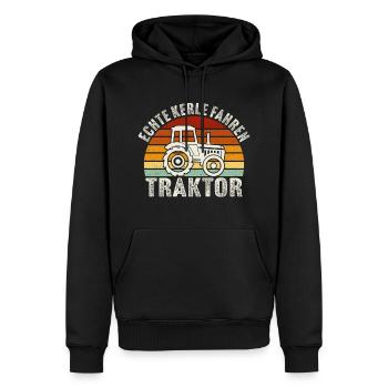 echte kerle fahren traktor geschenk bauer landwirt - Männer Premium Bio Hoodie - Schwarz - Vorne - Nico (187cm)