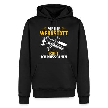 KFZ mechaniker meine werkstatt ruft ich muss gehen - Männer Premium Bio Hoodie - Schwarz - Vorne - Nico (187cm)