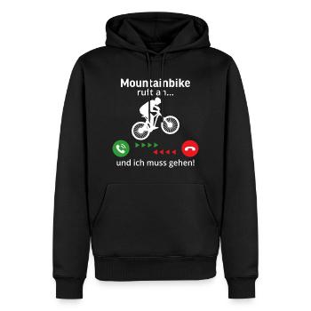 Mountainbike ruft an und ich muss gehen - Männer Premium Bio Hoodie - Schwarz - Vorne - Nico (187cm)