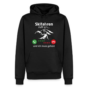 Skifahren ruft an und ich muss gehen - Männer Premium Bio Hoodie - Schwarz - Vorne - Nico (187cm)