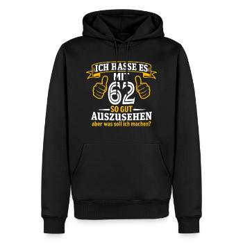 62 Jahre Geschenk 62. Geburtstag Lustig Geschenk - Männer Premium Bio Hoodie - Schwarz - Vorne - Nico (187cm)