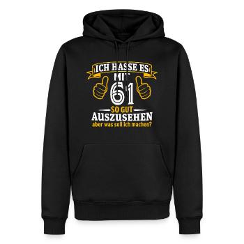 61 Jahre Geschenk 61. Geburtstag Lustig Geschenk - Männer Premium Bio Hoodie - Schwarz - Vorne - Nico (187cm)